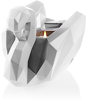CONCRETTE Tischdeko Kerzenständer aus Beton 17 x 11,2 x 14 cm - Weiß Matt Deko Kerzenhalter in Form eines Schwans - Kerzen Ständer - Kerzenstaender