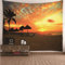 Wandbehang Boho Draußen, Wandvorhang 200x200 Sonnenuntergang Am Meer Orange Wall Tapestry aus Polyester Deko Wohnzimmer