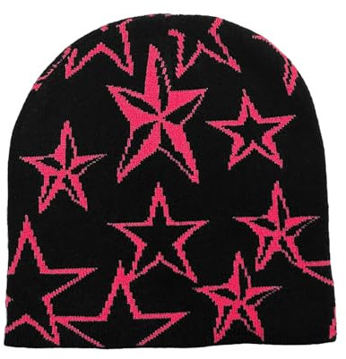 RYMAUP® Y2k Pentagramm Strickmütze für Herren und Damen, hochwertige Mütze, warme Mütze, Harajuku-Mütze,Strickmütze, im Street-Stil