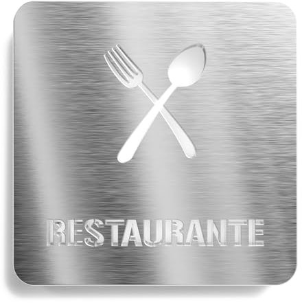 Urhome Señal de aviso para restaurante de acero inoxidable V2A, grabado con corte láser, placa para puerta, placa para pared o puerta, cartel informativo para interior y exterior