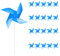 sourcing map Lot de 50 moulins à vent pour cour et jardin, 40 x 23,1 cm, 4 feuilles, moulins à vent coupe-vent imperméables avec piquets pour décoration de terrasse, bleu foncé