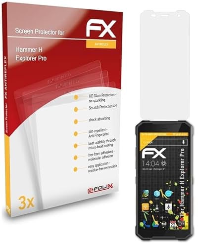 atFoliX Panzerfolie kompatibel mit Hammer H Explorer Pro Schutzfolie, entspiegelnde und stoßdämpfende FX Folie (3X)