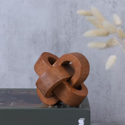 Bullpiano Holzknoten, 10 cm, 3 Glieder, Holzkettenglieder, Schreibtisch, Kamin, Regal, Couchtisch, Knoten, dekoratives Objekt, Holzknoten-Dekor, dekorative Kettenglieder, kleine Regaldekor-Akzente (C)