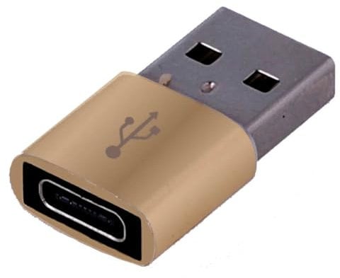 REY Adaptador Conversor USB Tipo C 3.1 Hembra a USB 2.0 Macho Color Dorado