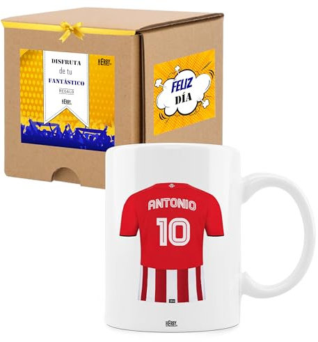 Taza del Athletic personalizada con nombre y número, diseños de tazas de futbol para fans del Athletic, tu equipo favorito en taza de cerámica de café, té, chocolate 325 ml(Athleticocerámica)