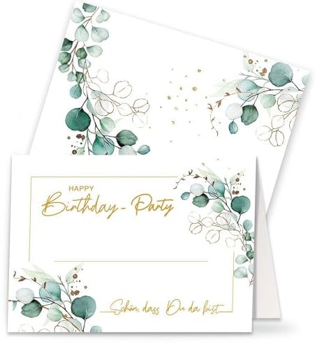 20 Tischkarten Geburtstag Happy Birthday um Eukalyptus - Eucalyptus Happy Birthday. Festliche Platzkarten Konfirmation Kommunion Taufe als Tischdeko.