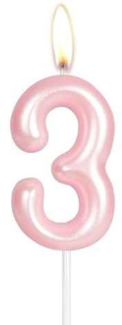 Kerze Happy 3rd Birthday, rosa Nummer 3, Geburtstagskerzen, Kuchendekoration, Kuchendekoration für Mädchen und Frauen, Hochzeitstag
