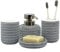 ZCCZ Lot de 4 Accessoires de Salle de Bain Noir et Blanc avec Distributeur de Savon, Porte-Brosse à Dents, gobelet de Salle de Bain et Porte-Savon, Organiseur décoratif pour Plan de Travail