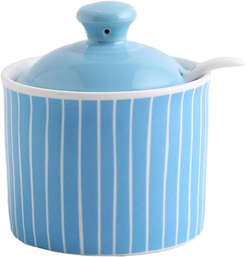 FQCXCKJ Azucarero azul con tapa, tarro de almacenamiento de azúcar, azucarero, recipiente de azúcar, tarro de especias, bote de sal de azúcar, bote de condimento, azul, 1-250 ml