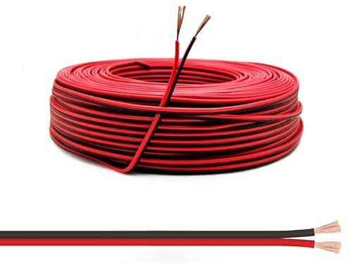 Wonvify Cable Eléctrico de 10M, 22AWG, 2 Conductores, Rojo/Negro, Cobre Estañado, para SMD LED strips (3528, 3014, 2835, 5050, 5730) y otros dispositivos
