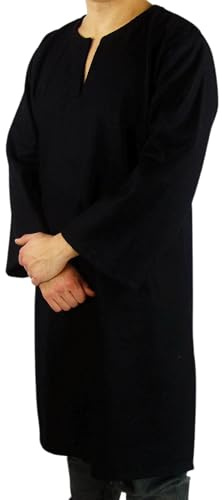 Leonardo Carbone® Wikinger Wolltunika Olvisson - Mittelalter Kleidung Herren, Mittelalter Hemd, Freizeithemden Langarm, Karneval Kostüm Herren, Wikinger Tunika, LARP-Kleidung Schwarz M