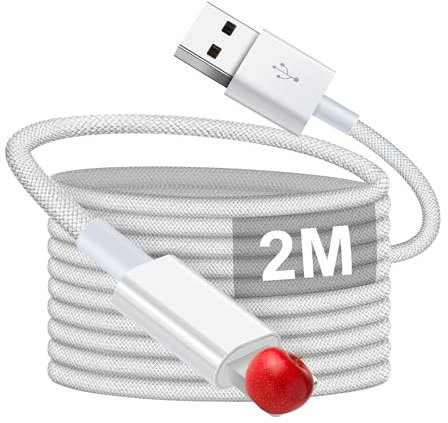 2M for iPhone Charger Cable Long Phone Charging Cable 3.0A Light-ing to USB Fast Charging Cord Braided Phone Charger Lead for iPhone 14 13 12 11 Pro Max XS XR X 8 7 6 SE2020, iPad , iPod, AirPod