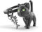 METALMORPHOSE - Schwarze Katze Schlüsselanhänger mit Leuchtenden Augen - Geschenk für Kinder, Mann und Frau
