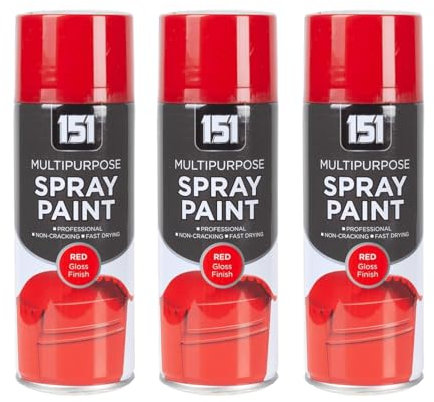DIOXSTAR Multi-Purpose Spray Paint, Red Gloss Finish, Fast Drying, Non-Cracking, Suitable for Wood, Plastic and Metal, Indoor and Outdoor Use, Easy to Use, 400ml (3 PCS)
