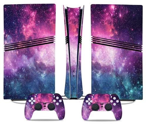 DOMILINA Ganzkörper-Vinyl-Aufkleber für PS5 Pro Digital Edition Konsole und Controller, Pink Galaxy
