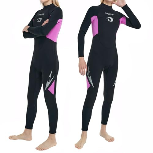 Owntop Combinaison de plongée pour enfants 2,5 mm – Combinaison néoprène complète pour filles et garçons, fermeture éclair dans le dos, combinaison de plongée thermique pour jeunes adolescents sports