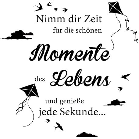 TOARTI Wandaufkleber Spruch Nimm dir Zeit für die schönen Momente des Lebens und genieße jede Sekunde... Schwarz Wandtattoo Wohnzimmer Sprüche zitate Wandsticker Flur und Diele Aufkleber