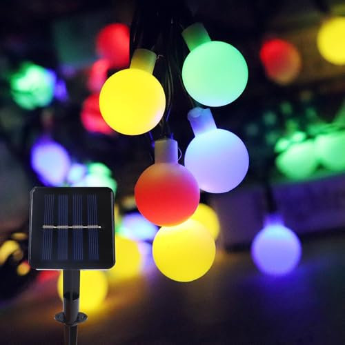 ENLACE Solar Lichterkette Aussen, 6,5M 30 LED Lichterkette Kugeln Wasserdicht, 8 Modi Globe Solarlichterkette für Hochzeit, Weihnachten, Party, Garten, Balkon, Camping, Terrassen, Bunt
