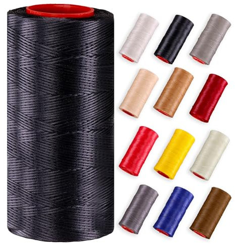 Premium Ledergarn gewachst (250 Meter) – Extra stark & langlebig – Profi Nähgarn für Leder, Outdoor, Polster, Autositze, Segeltücher & robuste DIY Projekte (schwarz)