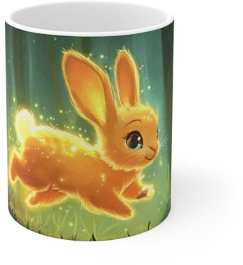 Teecustom Mug Lapin Lumineux – Tasse Petit Lapin Magique Forêt Enchantée Clairière Dorée