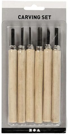 CREATIV DISCOUNT Schnitzwerkzeug-Sortiment, für Holz und Speckstein, 6 Stück