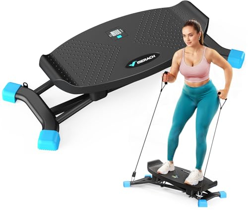 MERACH Balance Board for Adults, Rocking Stepper with Resistance Bands, Portable Wobble Board Featuring LCD Monitor, 300 lbs Capacity Ski Twister Trainer for Full Body Workout at Home Gym