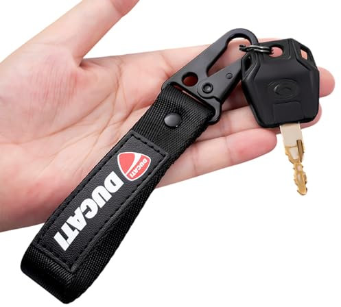 WRFUU Motorrad Polyester Stickerei Schlüsselanhänger personalisierte Schlüsselanhänger individuelle Schlüsselringe Schlüsselbänder für Ducati,Black-A