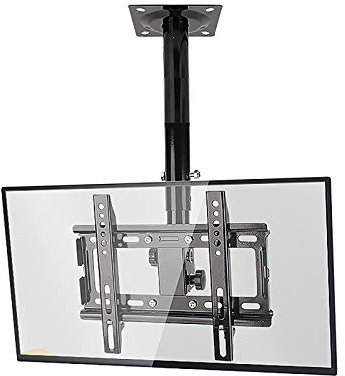 Soporte giratorio de inclinación ajustable, soporte de techo para televisores de pantalla plana de 14 a 32 pulgadas, diseño de rotación de 360° de movimiento completo, color negro