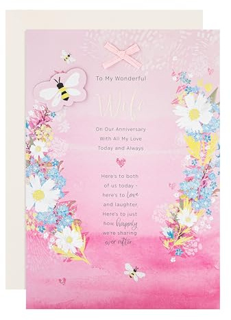 Hallmark Anniversary Card for Wife, Florals Design, Heartfelt Verse, Pink