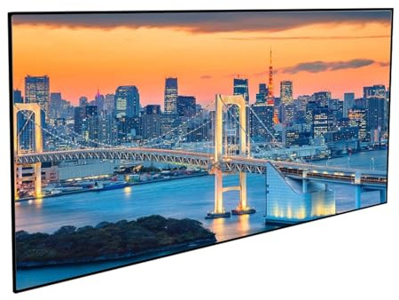 Pantalla Proyector de 60-92 Pulgadas con Marco Fijo, Formato 16:9, 4K HD, Gris, para Montaje en Pared, Tela Proyector con Marco de Aluminio para Cine en Casa Presentación(92in)