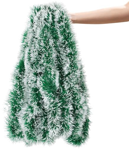 LOMIMOS 15 m Weihnachtsgirlande, Weihnachtsbaum, grüner Kranz, Weihnachtsgirlande, künstliche Tanne, zum Aufhängen, Ornament, Weihnachtsgirlande, 9 cm, Dekoration für drinnen und draußen, Party