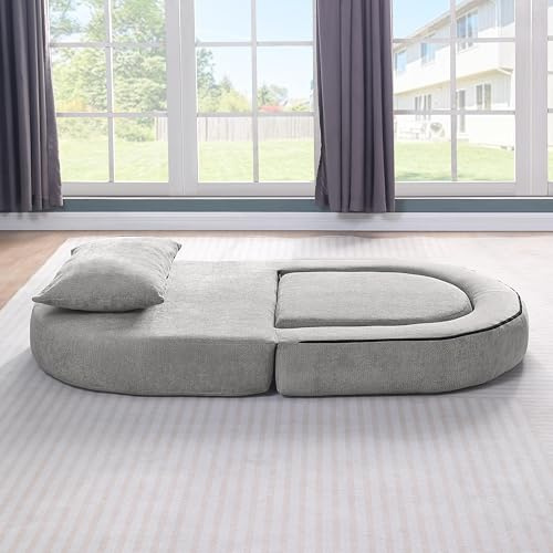 VSOGA Compressed Sofa Bed Futon, Versatile Foldable Sleeper Chair with Pillow, Cozy Floor Couch, Convertible Mattress for Bedroom/Living Room/Guest/Office.