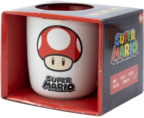 My sweety pop - Taza infantil de cerámica de 400 ml | Taza de héroe | Idea de regalo original con caja incluida | Para desayuno y merienda | Compatible con lavavajillas (Super Mario Bros - blanco/rojo