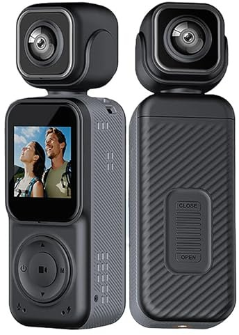 4K Dual Kamera Gimbal Stabilisator, Vlog Kamera mit 3-Achsen-Stabilisierung, 270° Drehbar Pocket Kamera für YouTube/TikTok, Face Tracking, WLAN Bodycam mit LCD Screen, Ideal für Reisen & Wandern