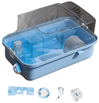 UxicRuya Zweistöckiger Hamsterkäfig mit Wohnraum, Blau