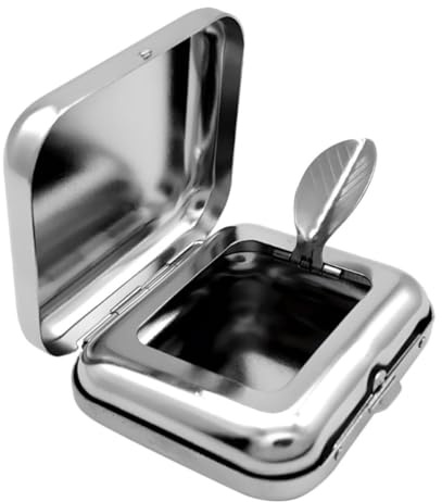 Silver Pocket Ashtray Portable Ashtray Stainless Steel with Lid Mini | Bars and Outdoor Use, Prevents Ash Escaping, Holds Cigarette Butts