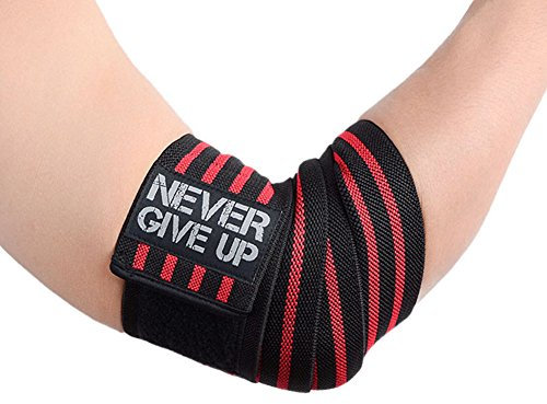 Hyfan, fasce elastiche professionali per polsi, gomitiere, ginocchiere, tutore per sollevamento pesi, allenamento, bodybuilding, palestra, fitness, Elbow / Red