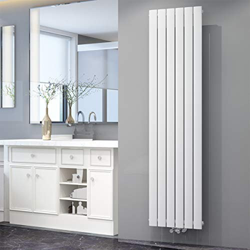 ELEGANT Radiador de panel vertical, 1800 x 462 mm, capa blanca, conexión central, radiador de baño, diseño vertical, plano, radiador