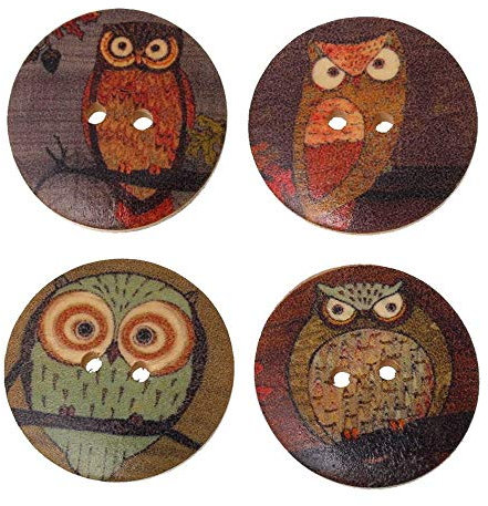 Premium Qualität 25x gemischte Holz Knöpfe Eule Cartoon Muster Nähen Scrapbook DIY - zufällige FarbeCarry Stone