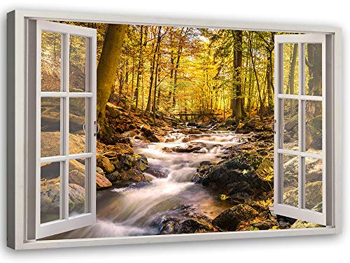 Feeby Impression sur toile 60x40 cm decoration chambre - tableau decoration murale Tableau Paysage - Nature Fenêtre - decoration maison - Tableau Moderne - toile peinture - ART - poster mural