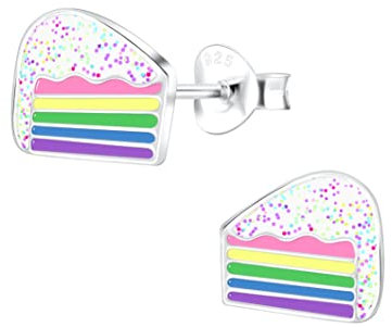 Bungsa Kinder-Ohrstecker Tortenstück Kuchen aus .925 Sterling Silver Silber
