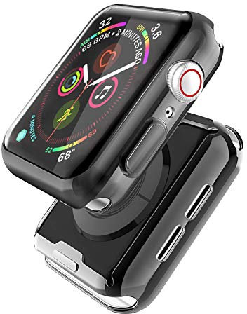 Misxi 2-Stück für Apple Watch Series SE 2 (2024) / SE/Series 6 / Series 5 / Series 4 Hülle Mit Displayschutz 40mm, Rundum Schutzhülle HD Ultradünne Schutz Case für iWatch, 1 Transparente + 1 Schwarz