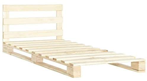 vidaXL Kiefernholz Massiv Palettenbett Palettenmöbel Massivholzbett Bett Holzbett Futonbett Bettgestell Bettrahmen Einzelbett 90x200cm