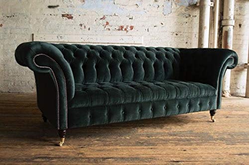 jvmoebel XXL Big Sofa Couch Chesterfield Polster 3 Sitzer Sitz Garnitur Leder Textil Grün