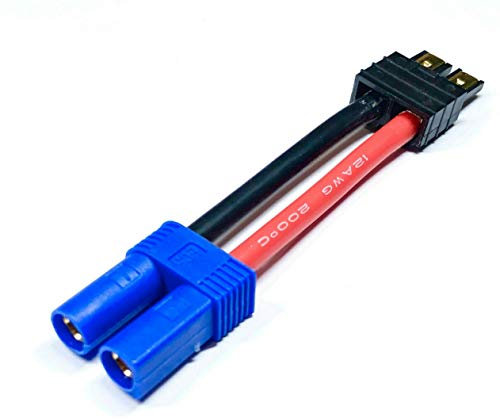 1x Adapterkabel Adapter EC5 Buchse Female auf Traxxas TRX Kompatibel Stecker Male Hochstrom 12AWG Kabel für Lipo Akku 10cm RC Modellbau