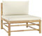vidaXL Garten Mittelsofa mit Kissen Gartensofa Sofa Lounge Einzelsofa Gartenmöbel Loungesofa Innenhof Terrasse Innen Außen Cremeweiß Bambus