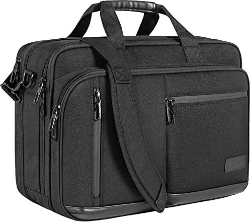 VANKEAN Porte-documents pour ordinateur portable 17.3 pouces hommes et femmes, sac à bandoulière de qualité supérieure, hydrofuge avec poche RFID, sac messager extensible