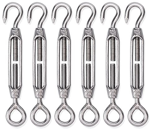 Alele M4 Spannschloss, 5/32 Zoll Gewinde, Edelstahl, Haken und Öse, Edelstahl 304, Spannschloss, leichte Drahtseilspannung, 6 Stück