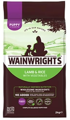 Wainwright's Complete Dry Puppy Food Lamb and Brown Rice 2kg Nutritious Combined with Wet Food Pouch, Delicious, Easily Digested And Hypo-Allergenic For Puppies 2-18Months