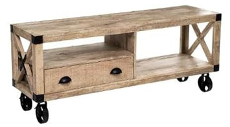 Paris Prix Atmosphera Créateur d'intérieur - Meuble TV 1 Tiroir en Bois Silas 140cm Beige